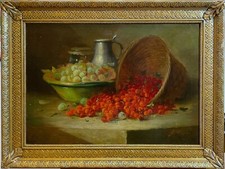 "Frutti deliziosi" Max Albert CARLIER 1872-1938 grande dipinto ad olio