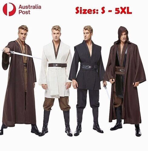 Star Wars Costume Obi Wan Kenobi Jedi Knight Master Adults Cloak Suit Halloween - Afbeelding 1 van 15