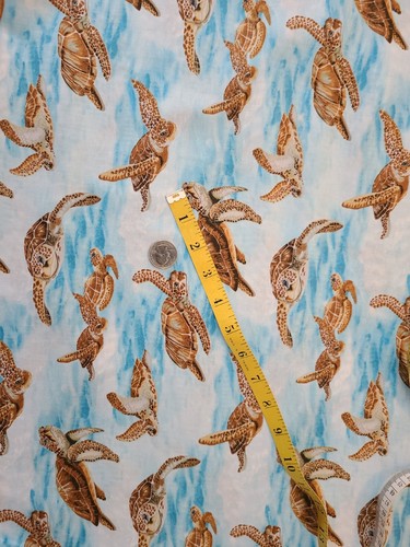 BTY X 44"W Fabric Swimming Turtles By Henry Glass Quilting Sewing Crafting - Picture 3 of 3