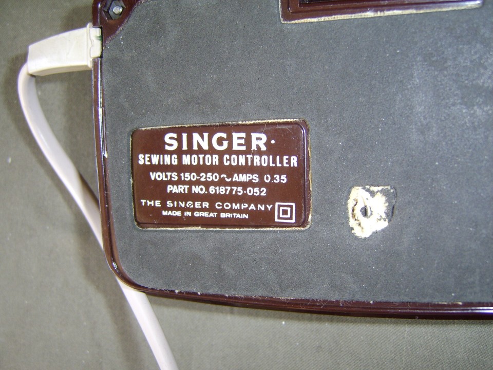 Vintage Singer Sewing Machine Foot Controller Pedal 3 Pin D type plug