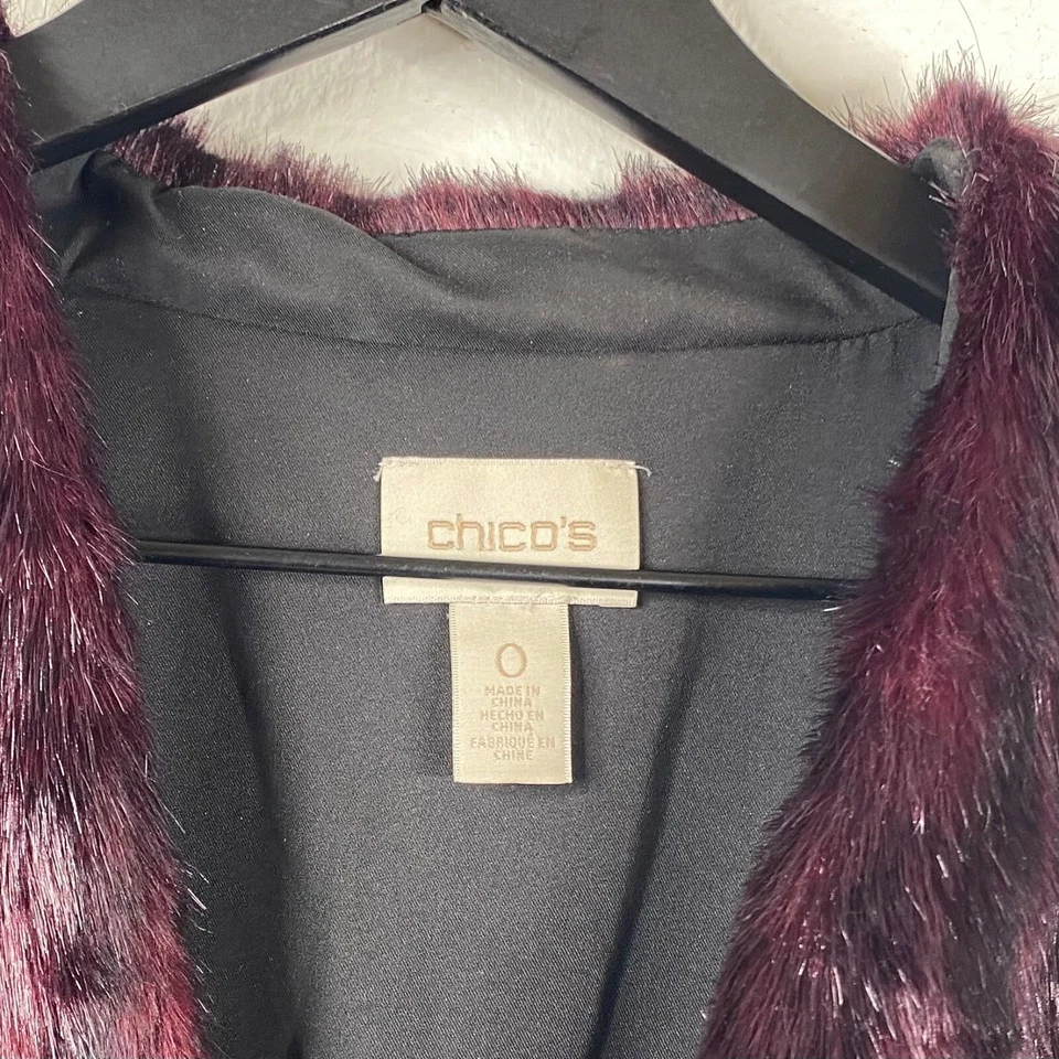 Chicos Chaleco de Piel Sintética Púrpura Negro Talla 0/S Mob Wife Corporativo Gótico Hada Oscura Foto 3 de 4