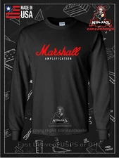 New Tee Marshall Amplifiers Logo Men's American Long Sleeve Tee Shirt