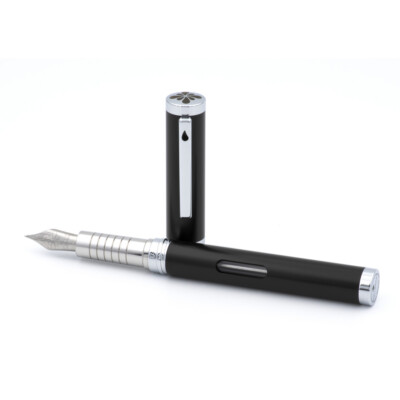 Diplomat Nexus Fountain Pen in Black/Chrome - Fine Point - NEW in Box