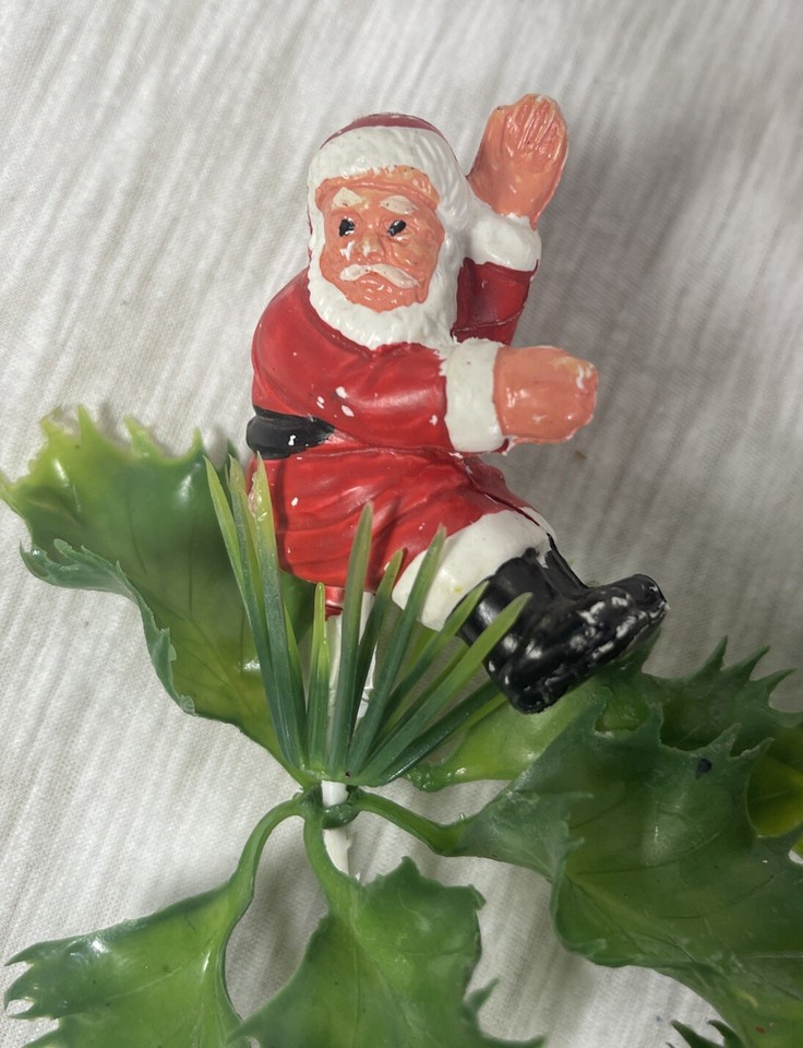 Lot Of 4 Vintage Blow Mold Santa Christmas Floral Picks eBay