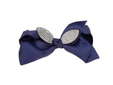 French Toast Jumbo Bow Barrette w/Rhinestone Cat Ears