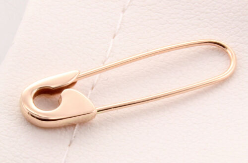 14K Rose Gold Safety Pin Brooch Earring 1''Inch long Handmade in USA - Picture 2 of 8