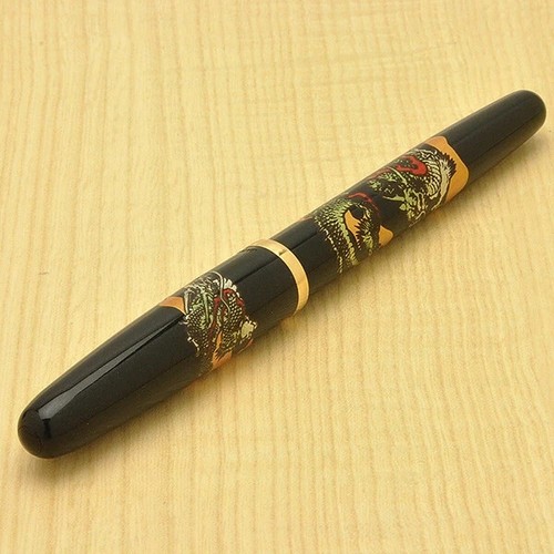 Platinum Fountain Pen Dragon Japanese Lacquer Makie Nib/M SS 140mm NWB - Picture 3 of 4
