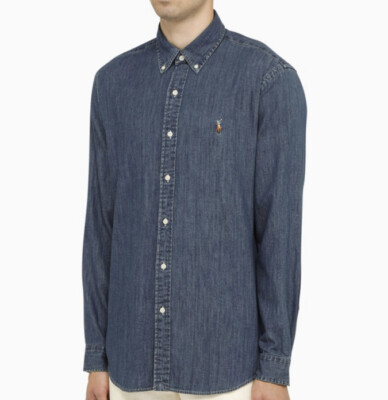 New Polo Ralph Lauren Denim Shirt Button Down Indigo Blue - Custom