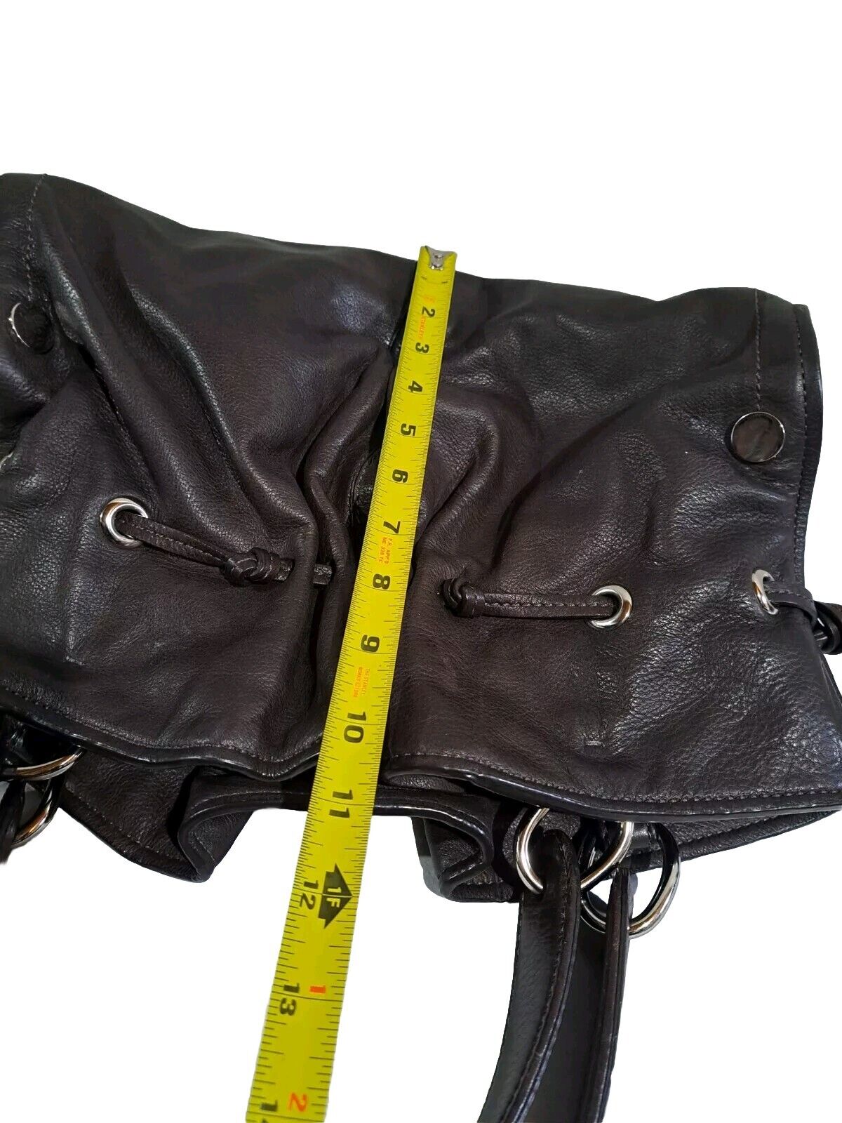 coccinelle Dark Brown Leather Pleated Handbag Satchel 