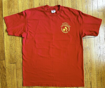 Vintage Deadstock Hawaii Fire Fighter Honolulu T Shirt Red Single Stitch XL 44 