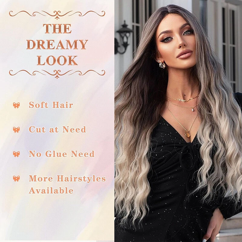 Peluca Completa Larga Rizada Lisa Cabello Sintético con Pelucas Rubias para Mujeres Damas m7 Foto 3 de 4