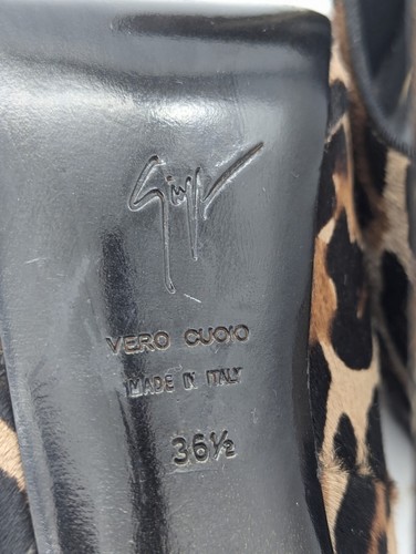 36.5/6.5 Giuseppe Zanotti High Heels Platform Black Leopard Print Fur Leather - Picture 5 of 17