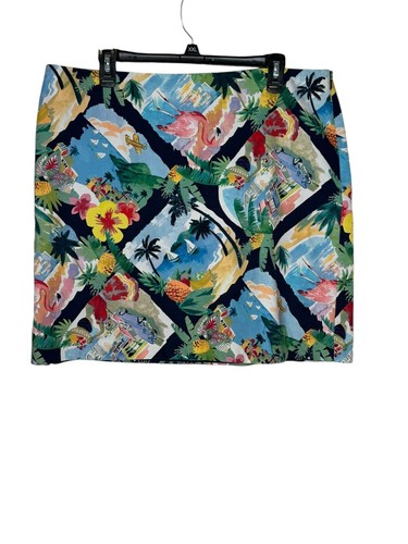 Talbots Women's Skirt Tropical Travelers Lined Cotton Stretch Multicolor Sz. 16P