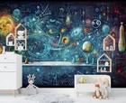 Digital Mathematical Formulas Wallpaper Mural Removeable Washable Peel & Stick