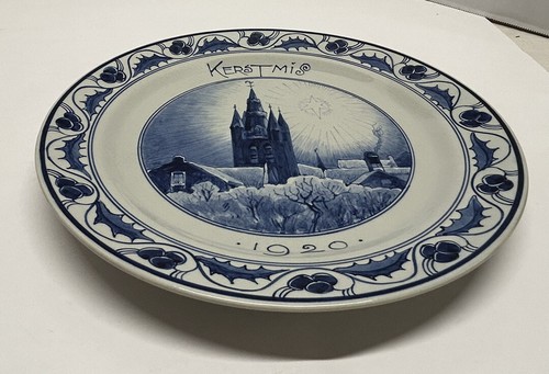 Christmas KERSTMIS 1920 Cityscape of DELFT Porceleyne Fles Royal Delft 10" - Picture 6 of 14