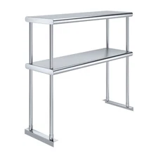 12 in. x 36 in. AmGood Stainless Steel Double Deck Over Shelf