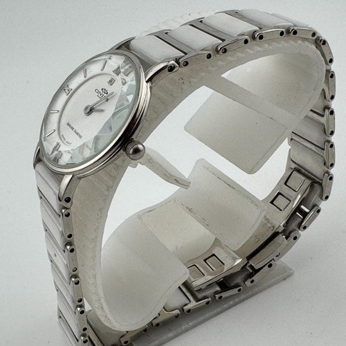 Oniss Swiss Quartz Watch Women 30m Steel White Ceramic Analog New Battery 7.25" - Picture 4 of 6