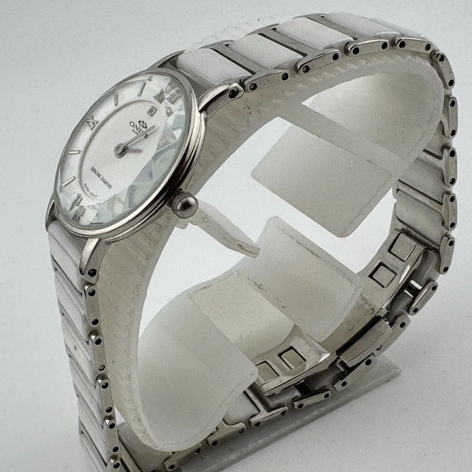 Oniss Reloj Suizo Cuarzo Mujer 30m Acero Blanco Cerámica Analógico Batería Nueva 7.25" Foto 4 de 4