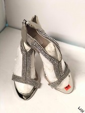 GLINT Strappy Silver Heels Vintage Size 7M $195 #60 TRY ON