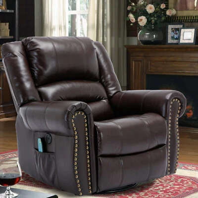 Swivel Rocker Recliner Chair Manual Glider Rocking Recliner w/ Heat & Massage