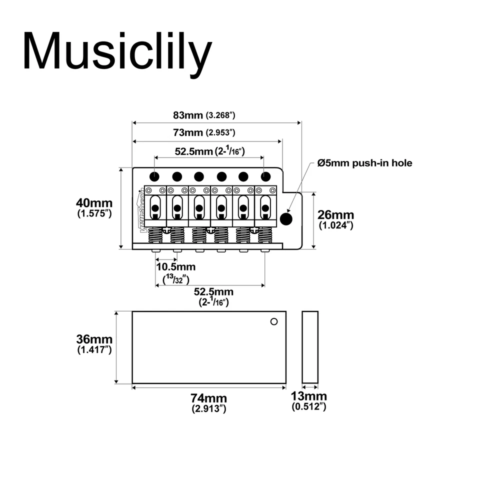 Wilkinson 52.5mm Vintage Guitar Tremolo Bridge For Squier/Mexico Fender Strat ST - Image 2 of 4