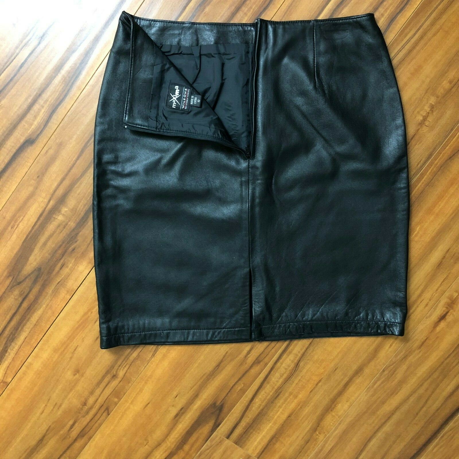 Vtg 90s Wilsons Black Leather Pencil Skirt Size 1… - image 4