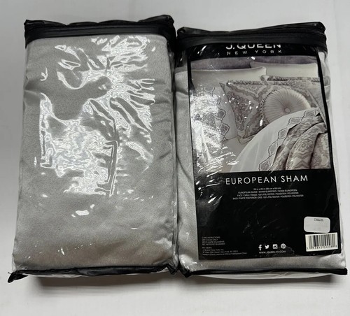 J. Queen Euro Pillow Sham Case Eleanora Silver 26” X 26” Set Of 2 New - Picture 9 of 9