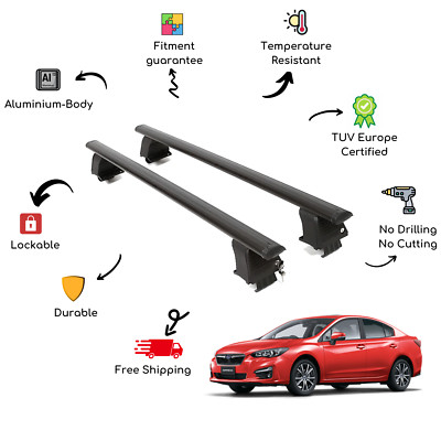 Bare Roof Rack Cross Bars Set for SUBARU WRX V GK 4 Door 16-Up Black