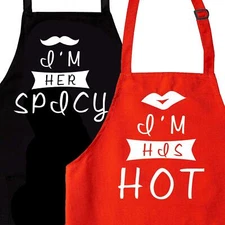 2-Piece Funny Kitchen Apron Set Bridal Shower Engagement Wedding for Couple