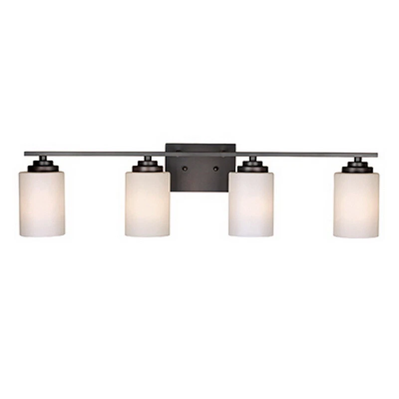 Rubbed Oil Bronze And Frosted Glass 4 Light LED Bath Wall Fixture Orig $267 - Image 2 of 2
