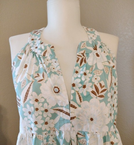 ALOHA MARINA Größe Small blau weiß Blumen Kona Minikleid Baumwolle hergestellt in den USA Hawaii - Bild 4 von 11
