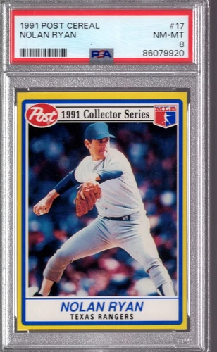 1991 Post Cereal NOLAN RYAN Collector Series HOF Rangers #17 PSA 8