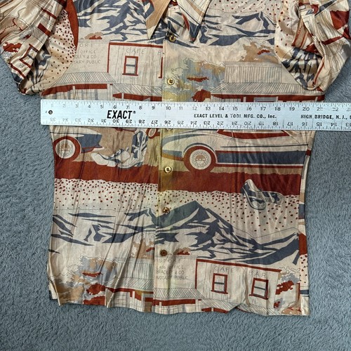 Vintage 70’s Hutspah Men’s Large Shirt Disco Butterfly Collar Sports Cars Nature - Picture 9 of 10