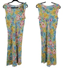 Vtg 80s Floral Sleeveless Dress Sz 18 Multicolor Soft Girl Feminine Cottagecore