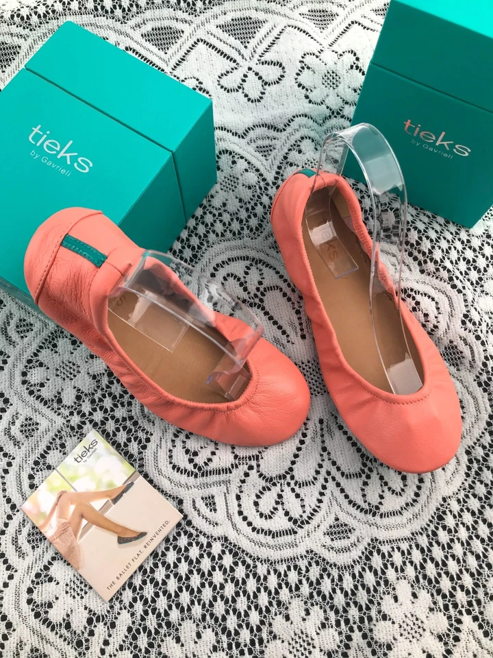 ГАЛСТУКИ от Gavrieli персиковый мак румяна мягкой кожи балетки женщин размер 7-10 - Изображение 3 из 4