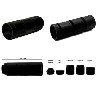 BLACK SPIRAL Linear CNC Threaded 1/2x28 Muzzle Brake, Compensator – Steel, Black – 3.8" Long