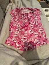 Barbie Girls 2-Piece Pink Floral Button-Up Pajama Set, Size L 10/12