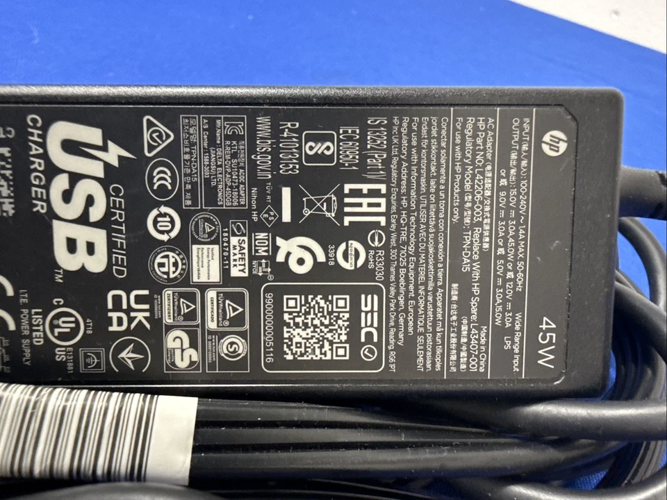 HP 45W AC Adapter|USB-C|TPN-CA15 - Image 2 of 4