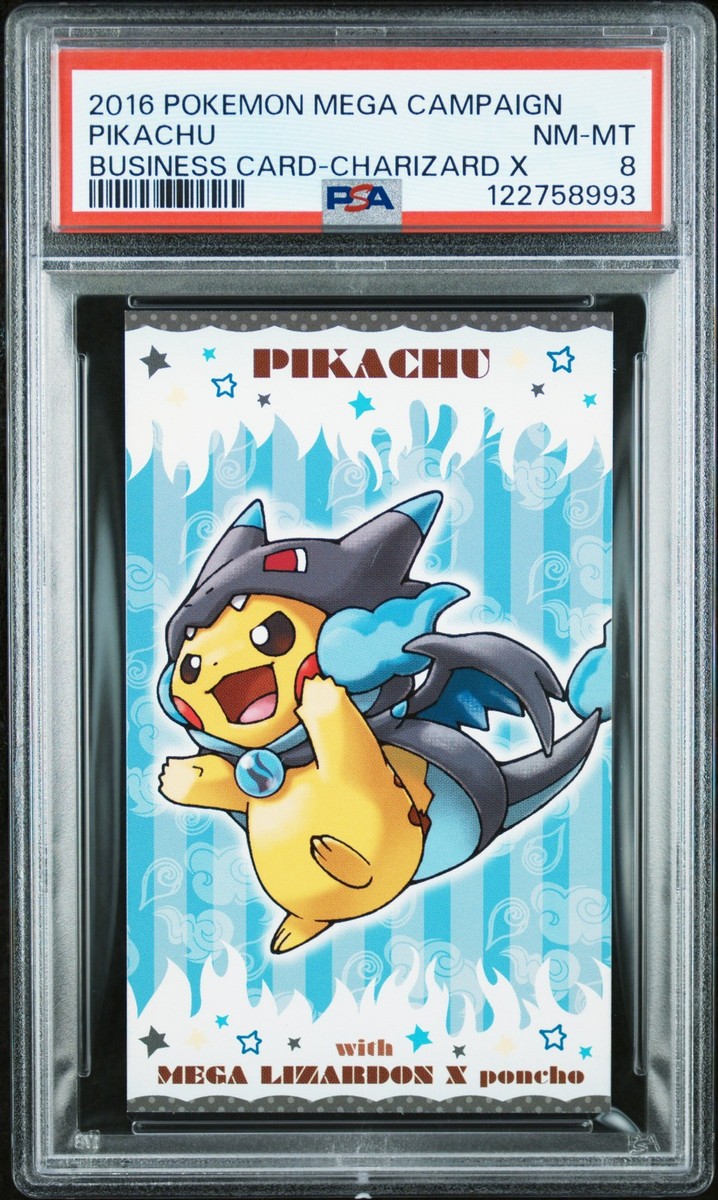 pokemon business cards 2016 POKEMON JPN STRONG CUTE PIKACHU MEGA CAMPAIGN BUSINESS CARDS PIKACHU  PSA 8