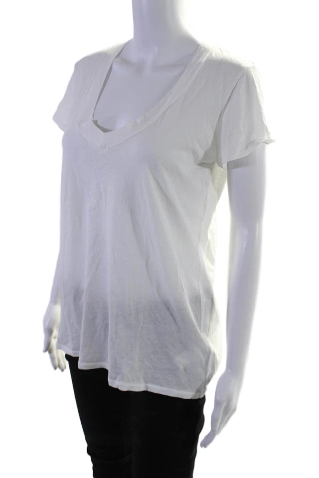 Camiseta básica blanca estándar James Perse para mujer con cuello en V manga corta talla 3 Foto 2 de 4