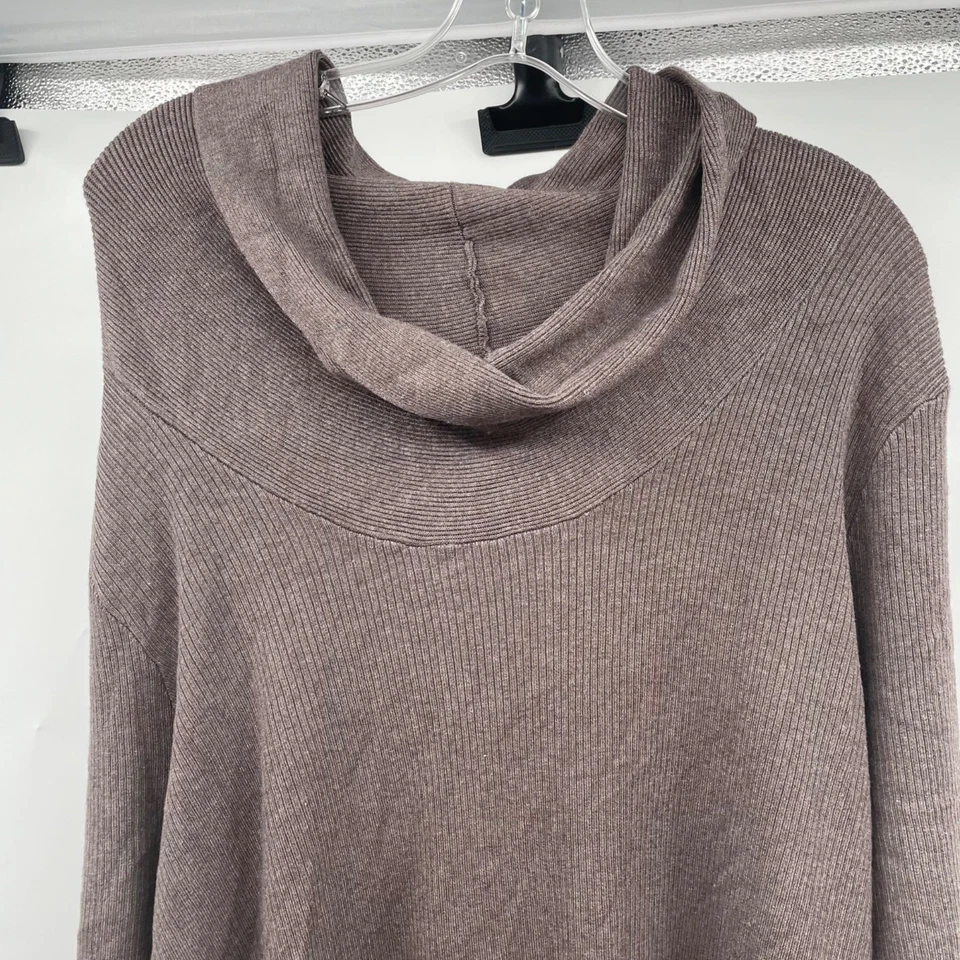 INC International Concepts Cowl Neck Sweater 3/4 Sleeve Stone Size 2X Pockets - Image 2 of 4