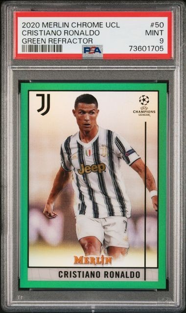 2020-21 Topps Merlin Ronaldo #40/99 PSA-9 MINT - Chrome Soccer Green Ref. #50