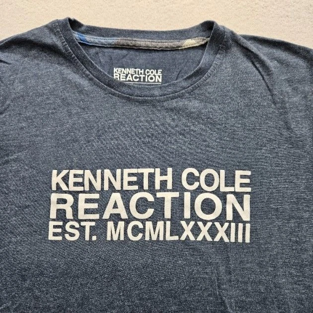 Camiseta Kenneth Cole Reaction para hombre talla pequeña azul manga larga Foto 2 de 4