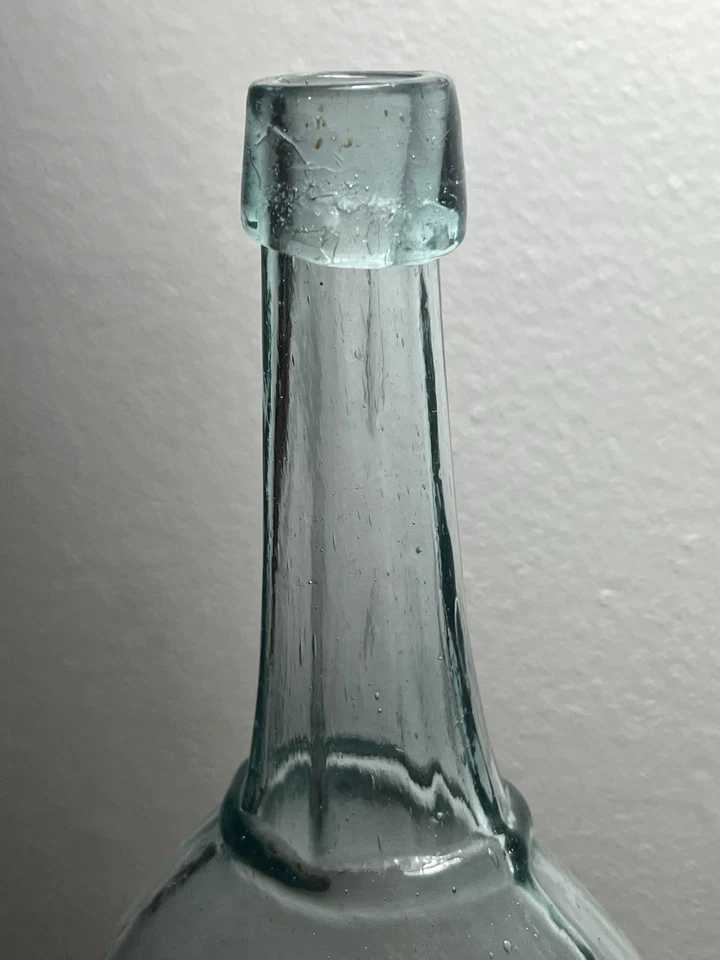 Hermoso frasco de calabaza botella de vidrio antiguo de la era de la Guerra Civil Foto 2 de 3