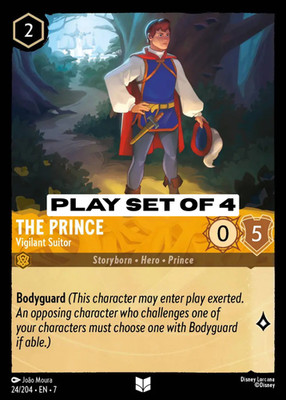 The Prince - Vigilant Suitor 24/204. Play set of 4  Lorcana Archazia's Island