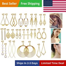 15 Pairs Gold Clip on Earrings for Women Fashion,Lightweight Fake Earrings Set