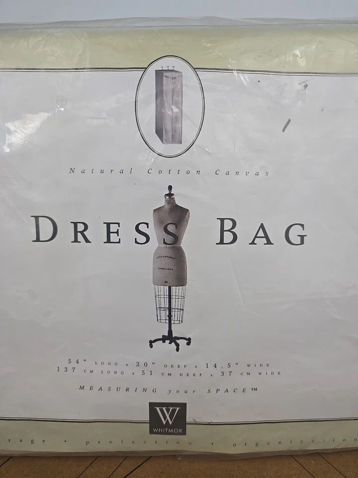 Bolso de vestir vintage Whitmor de lona de algodón natural almacenamiento con cremallera 54x20x14,5 EE. UU. Foto 2 de 4