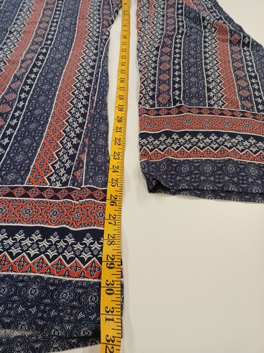 Women’s Bebop Size LG Boho Wide Leg Long Lightweight Summer Navy & Red Pants - Picture 8 of 10