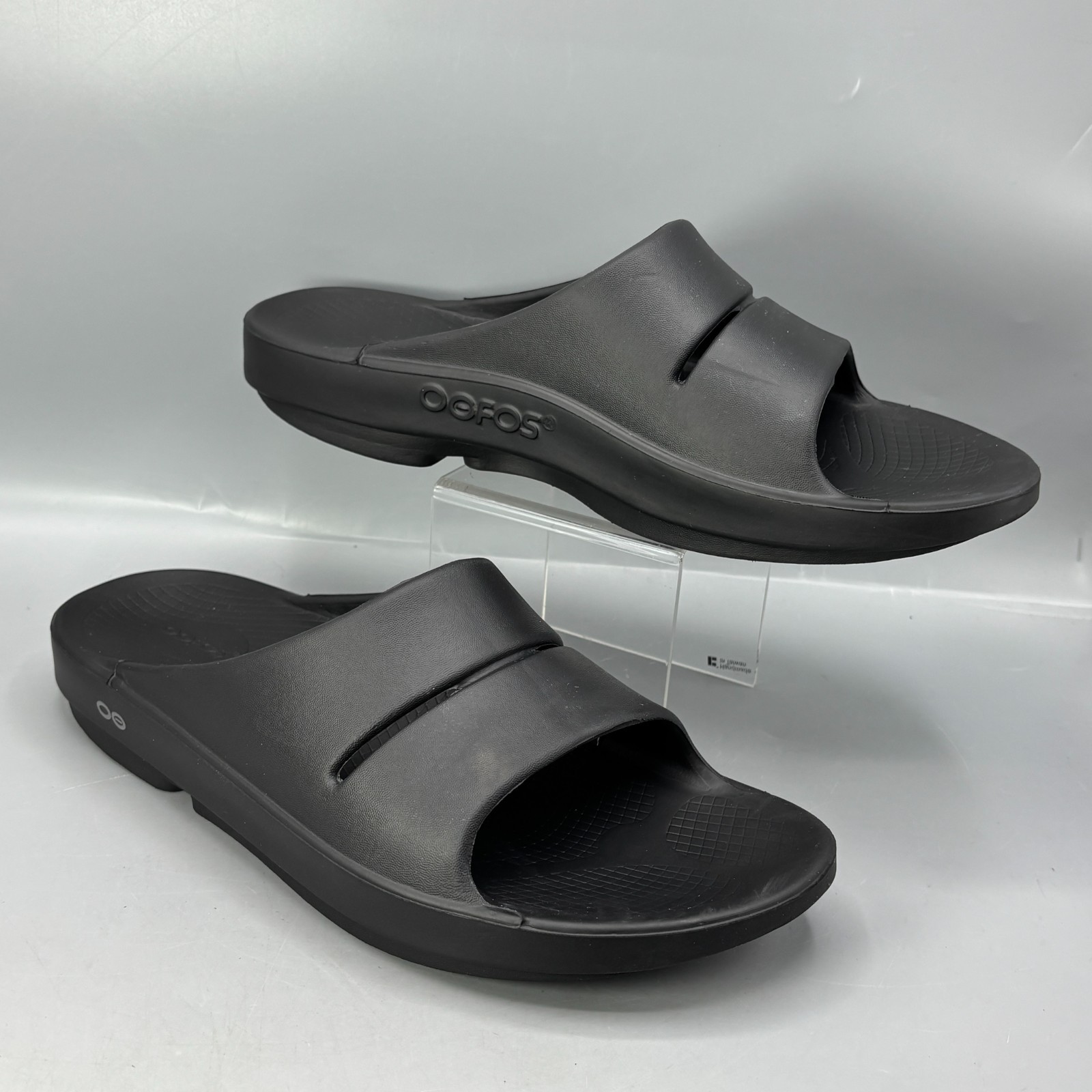 OOFOS OOahh Slide Recovery Sandals Mens 12 Black Slip On Shoes Slip Resistant