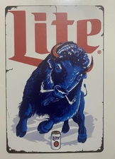 Buffalo Bills - Miller Lite Beer Metal Sign - Thurman Thomas - Josh Allen Kelly